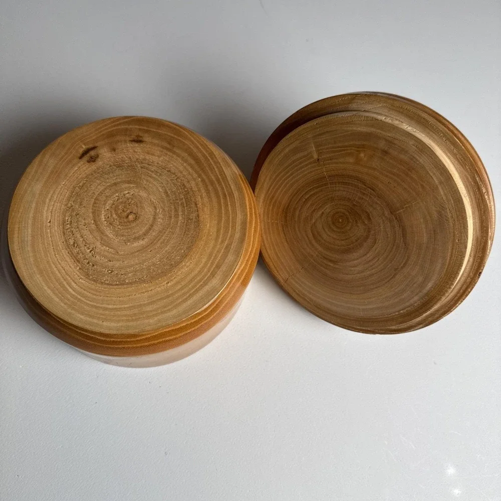 Vintage Hand Turned Wooden Bowl‎ Trinket Box w/Lid Mid Century 6.0 X 5.5